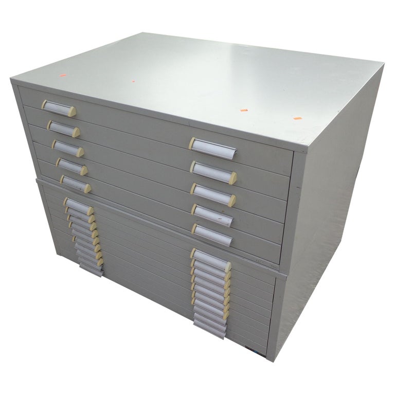 41" Industrial Architectural Metal Flat File Cabinet For Sale