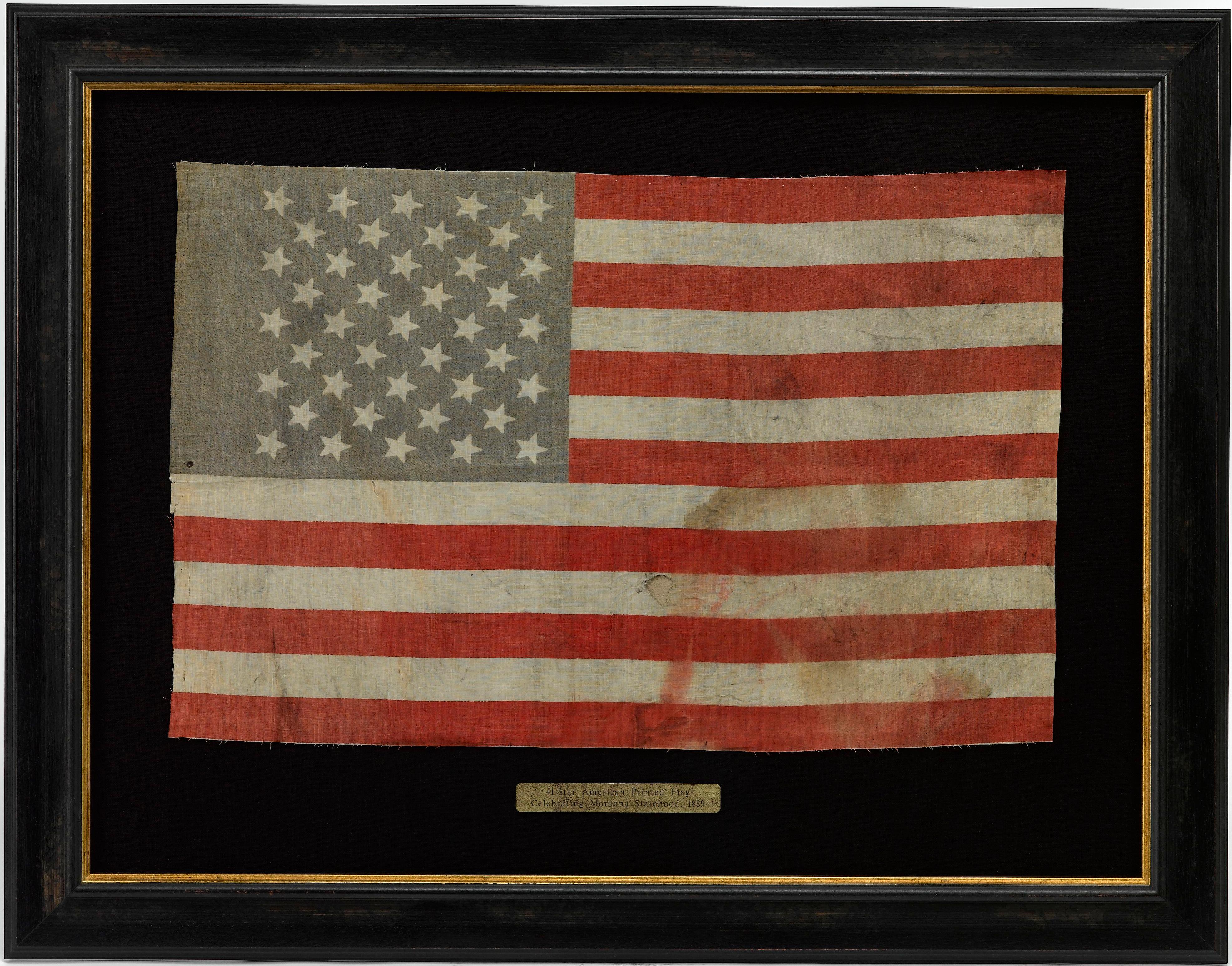 Linen 41-Star American Printed Flag, Celebrating Montana Statehood, 1889