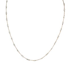 Vintage 41" Diamant blanc (10.00ct) Collier Tincup Perles en or jaune 18K