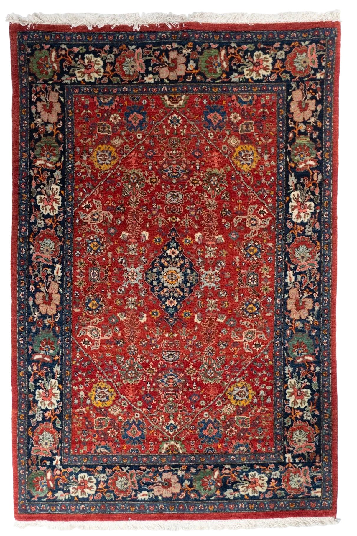 124 cm x 188 cm – Klassischer, handgeknüpfter Bijar-Wollteppich – Handgefertigtes türkisches Blumenmuster