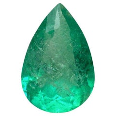 Émeraude colombienne vert pomme de 4,10 carats, taille poire, goutte d'eau, émeraude libre May
