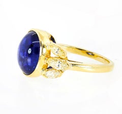 4.10 Carat Ceylon Sapphire Diamond Gold Ring