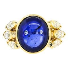 4.10 Carat Ceylon Sapphire Diamond Gold Ring