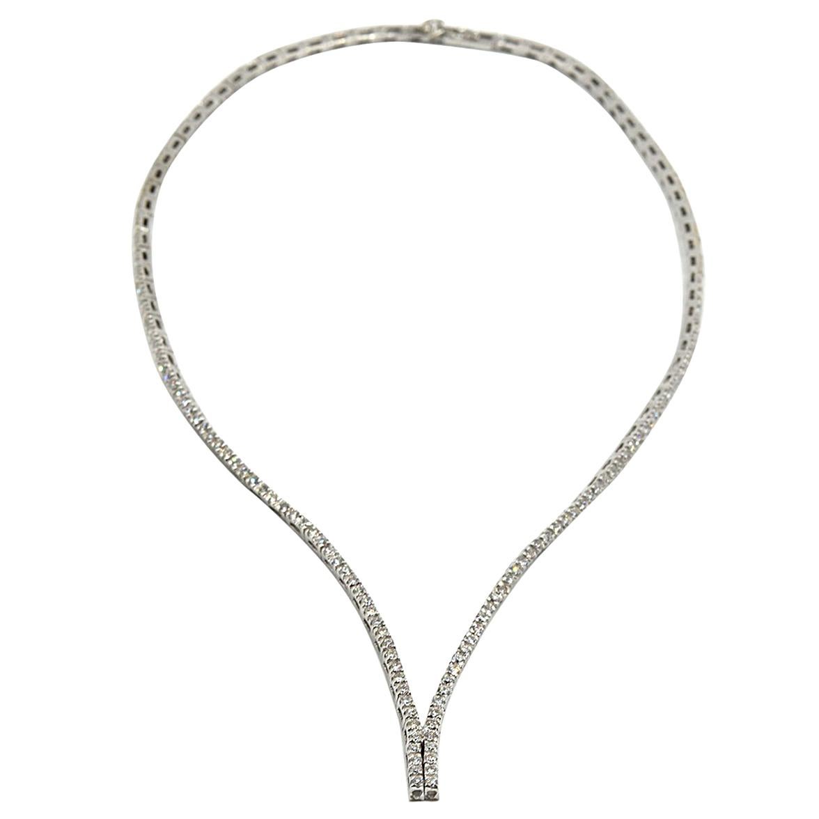 4.10 Carat Diamond 18 Karat White Gold “Y” Necklace