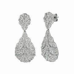 Boucles d'oreilles en goutte en or blanc 14 carats avec diamants naturels de 4,10 carats G SI