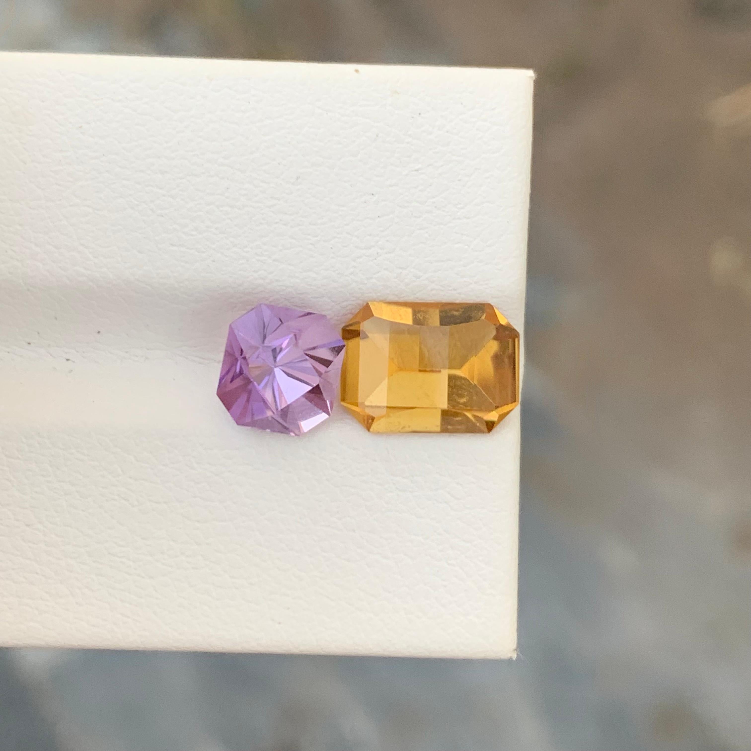 4.10 Carat Natural Loose Amethyst And Citrine Gemstone For Jewellery For Sale 5