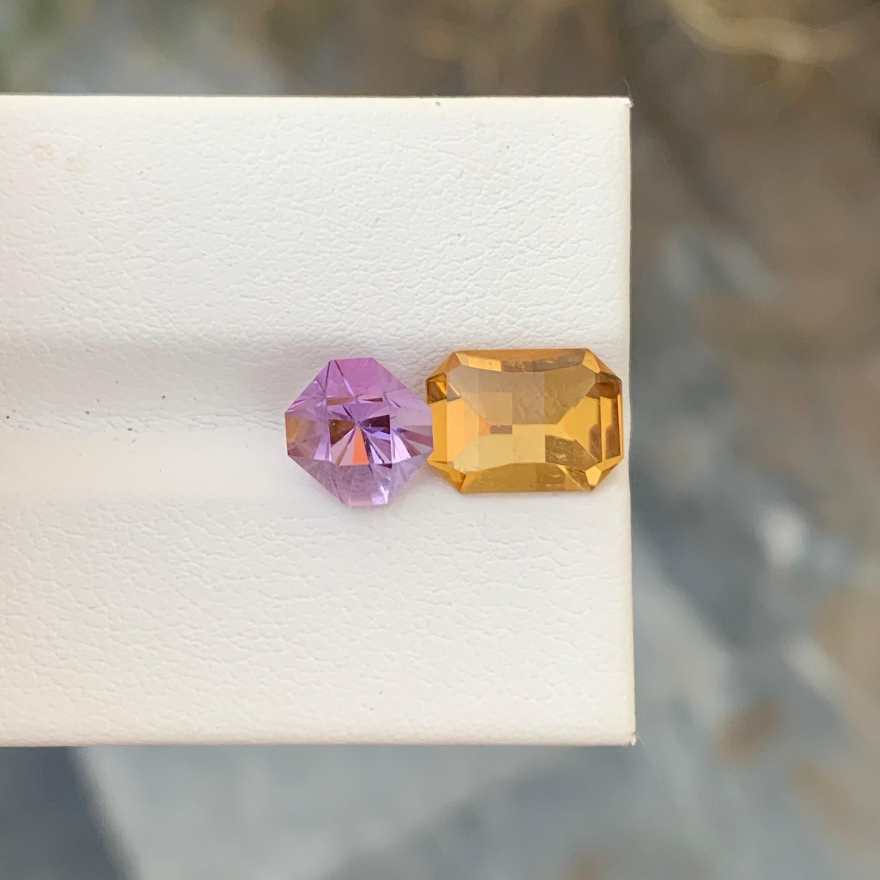 4.10 Carat Natural Loose Amethyst And Citrine Gemstone For Jewellery For Sale 1