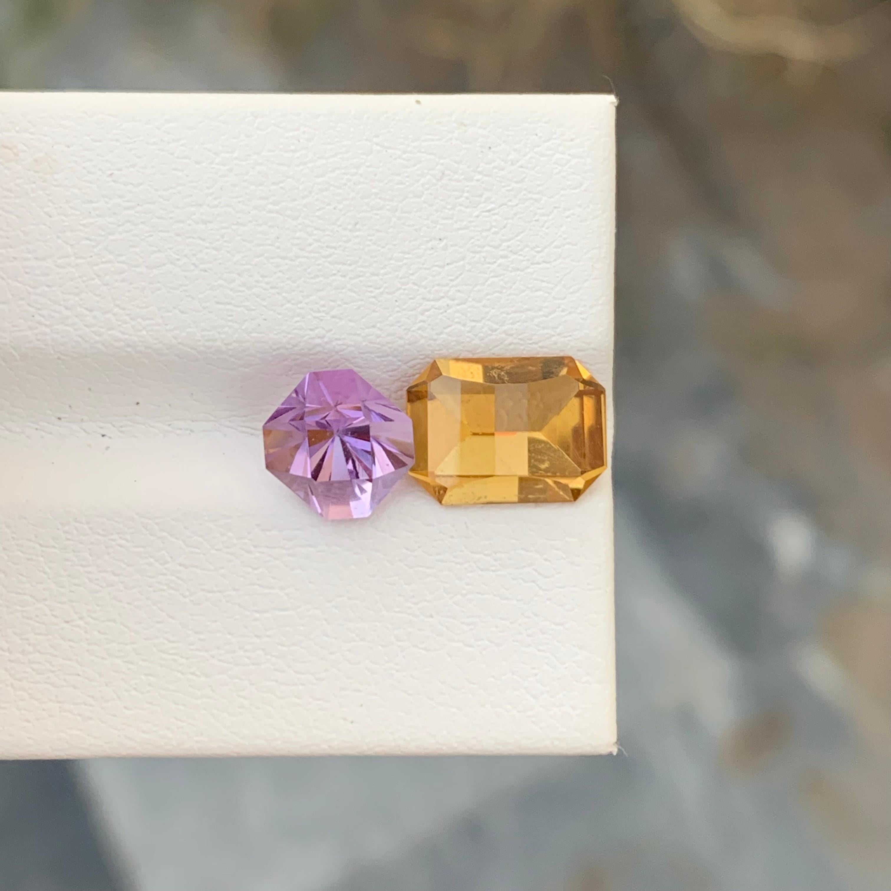 4.10 Carat Natural Loose Amethyst And Citrine Gemstone For Jewellery For Sale 2
