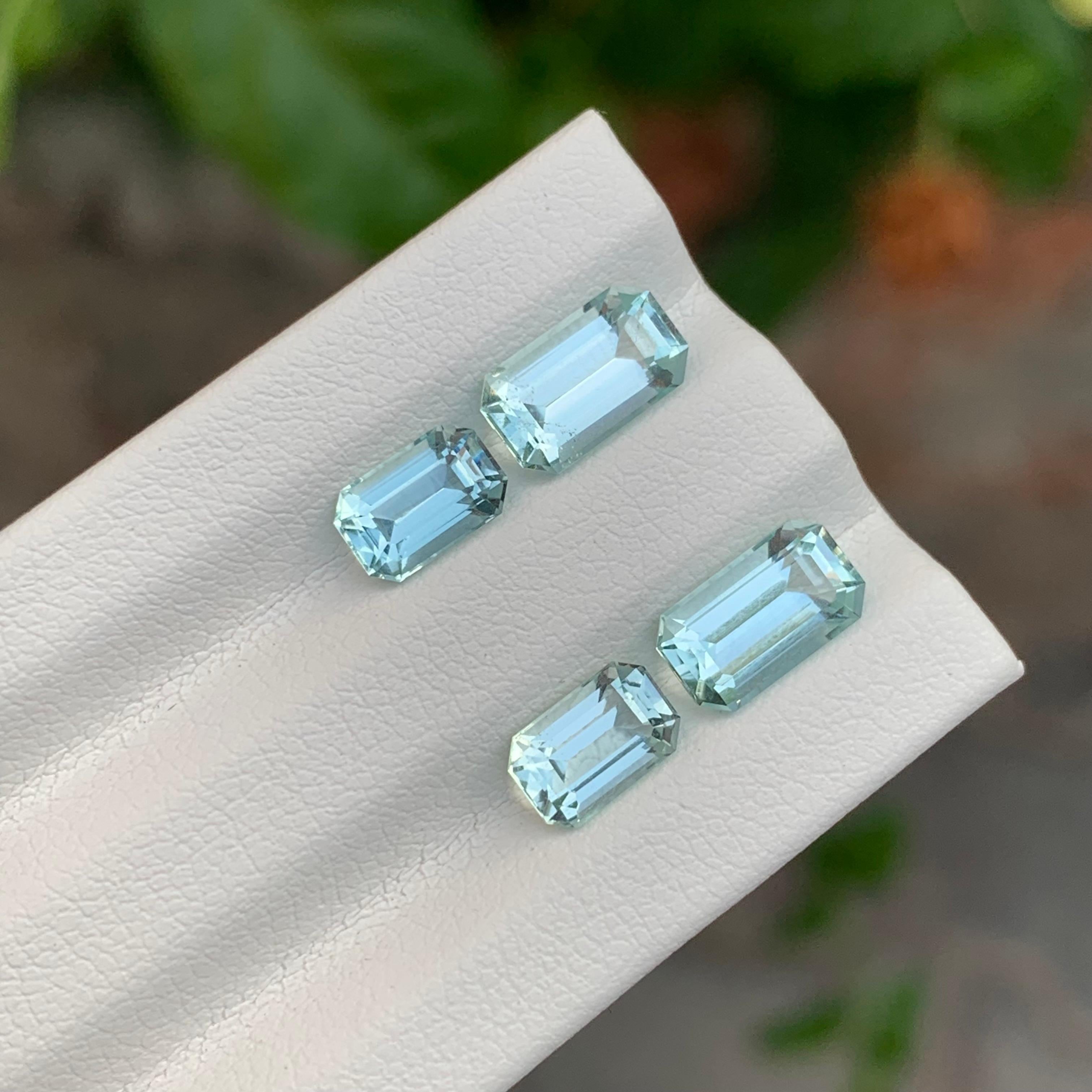 Loose Aquamarine Set
Weight: 4.10 Carat
Sizes:
Upper Aquamarine Pair:  2.40 Carat
Lower Aquamarine Pair : 1.65 Carat
Colour : Pale Blue
Origin: Shigar Valley, Pakistan
Treatment: Non
Certificate : On Demand
Shape: Emerald 

Aquamarine is a