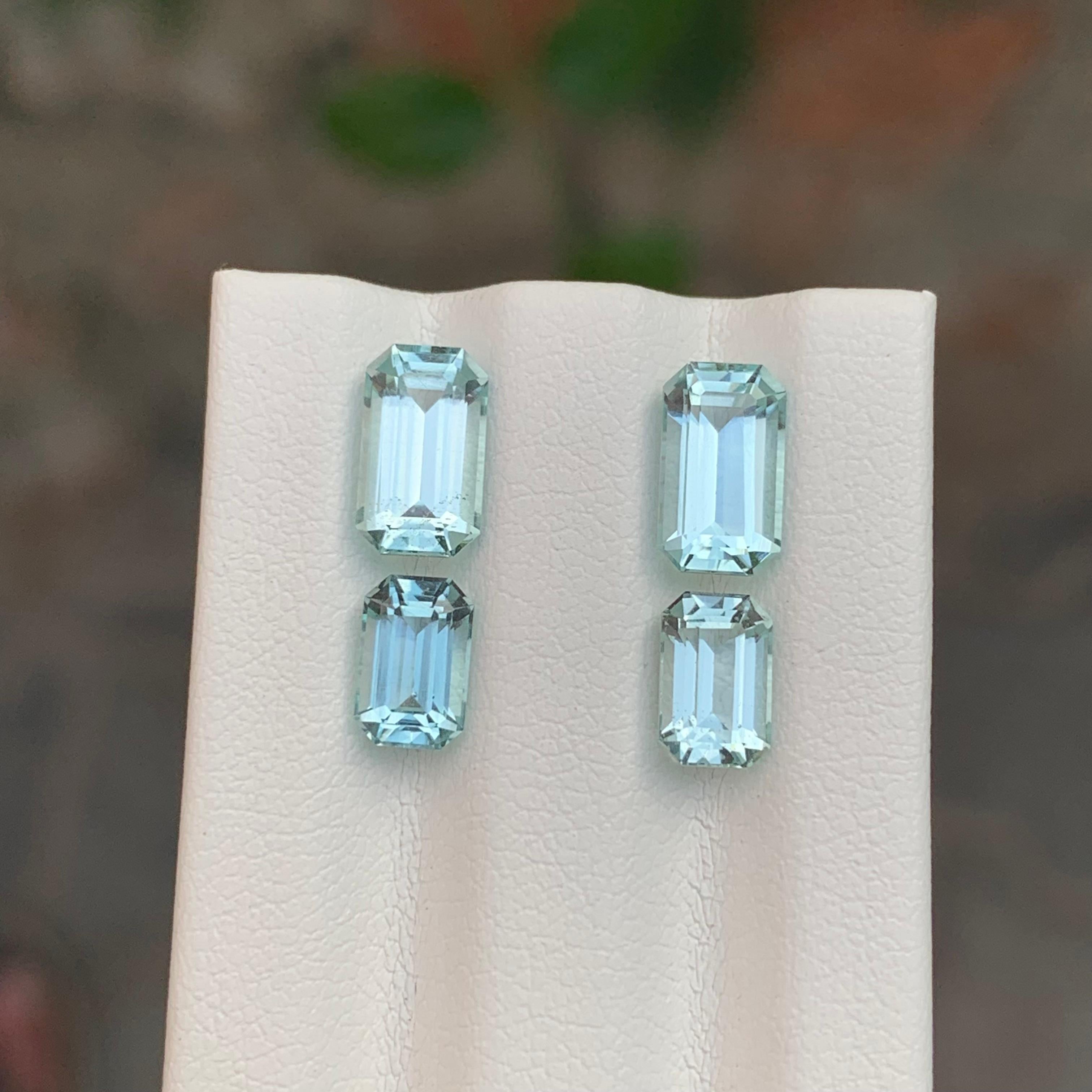Women's or Men's 4.10 Carat 2 Set Of Pairs Natural Loose Aquamarine For Sale