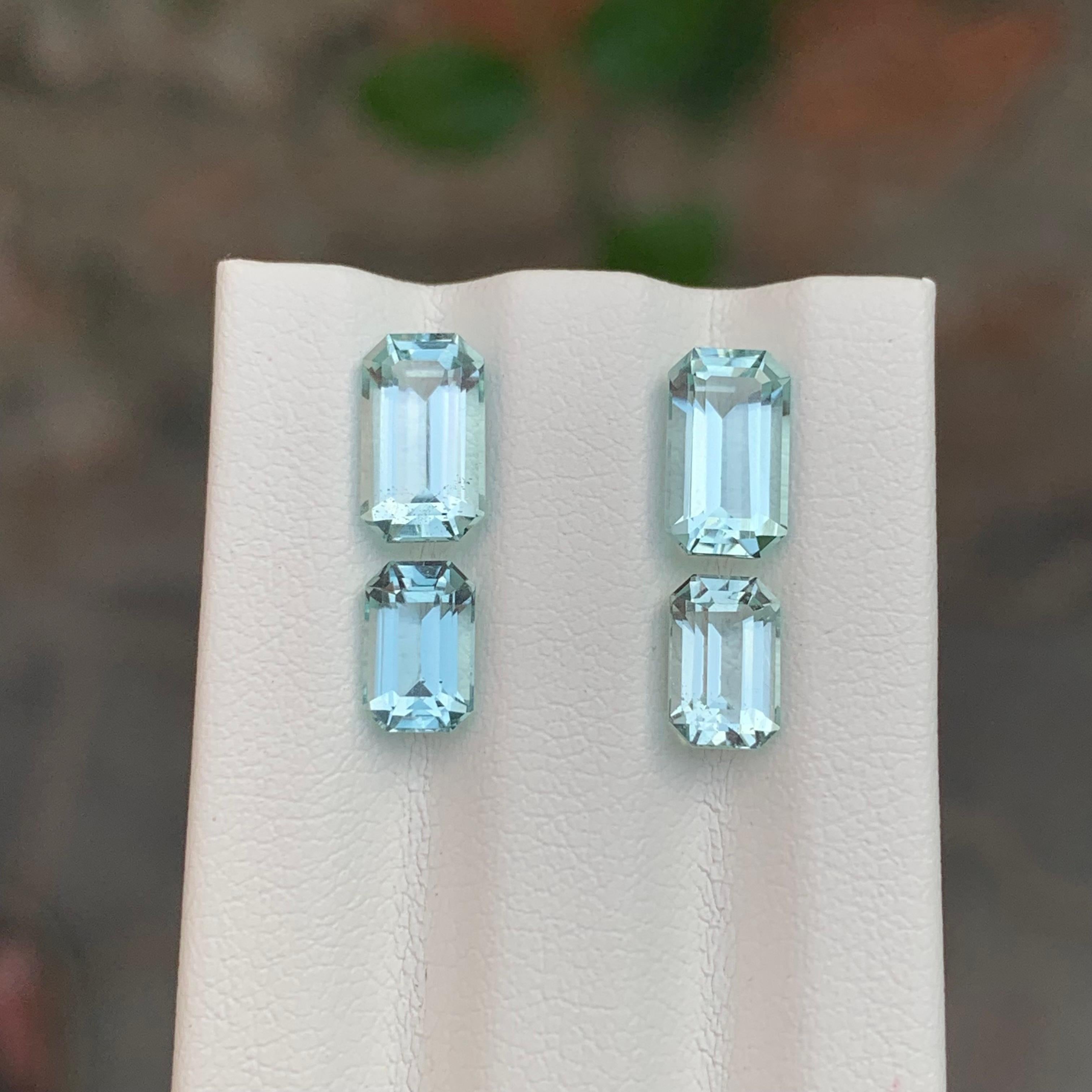 4.10 Carat 2 Set Of Pairs Natural Loose Aquamarine For Sale 1
