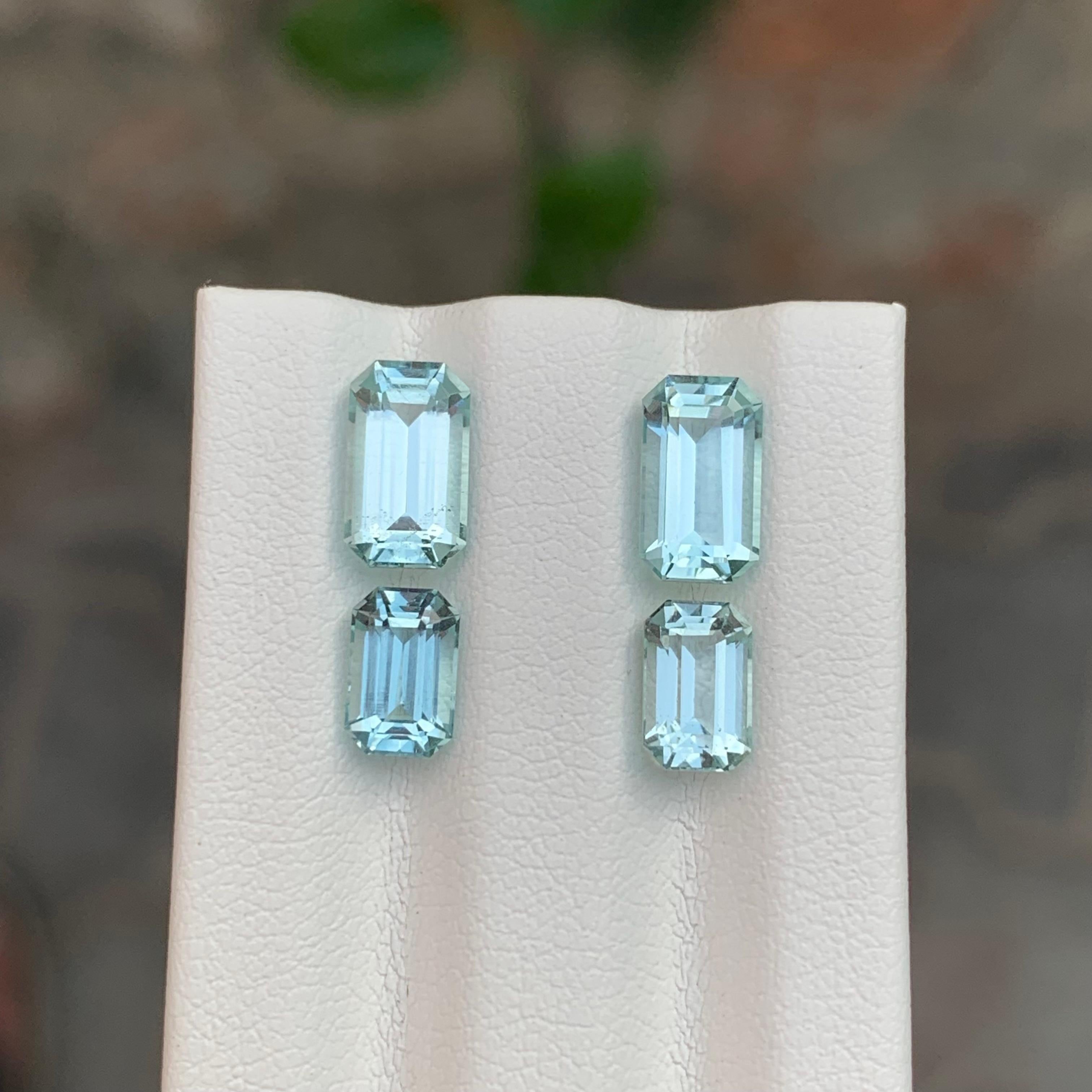 4.10 Carat 2 Set Of Pairs Natural Loose Aquamarine For Sale 2