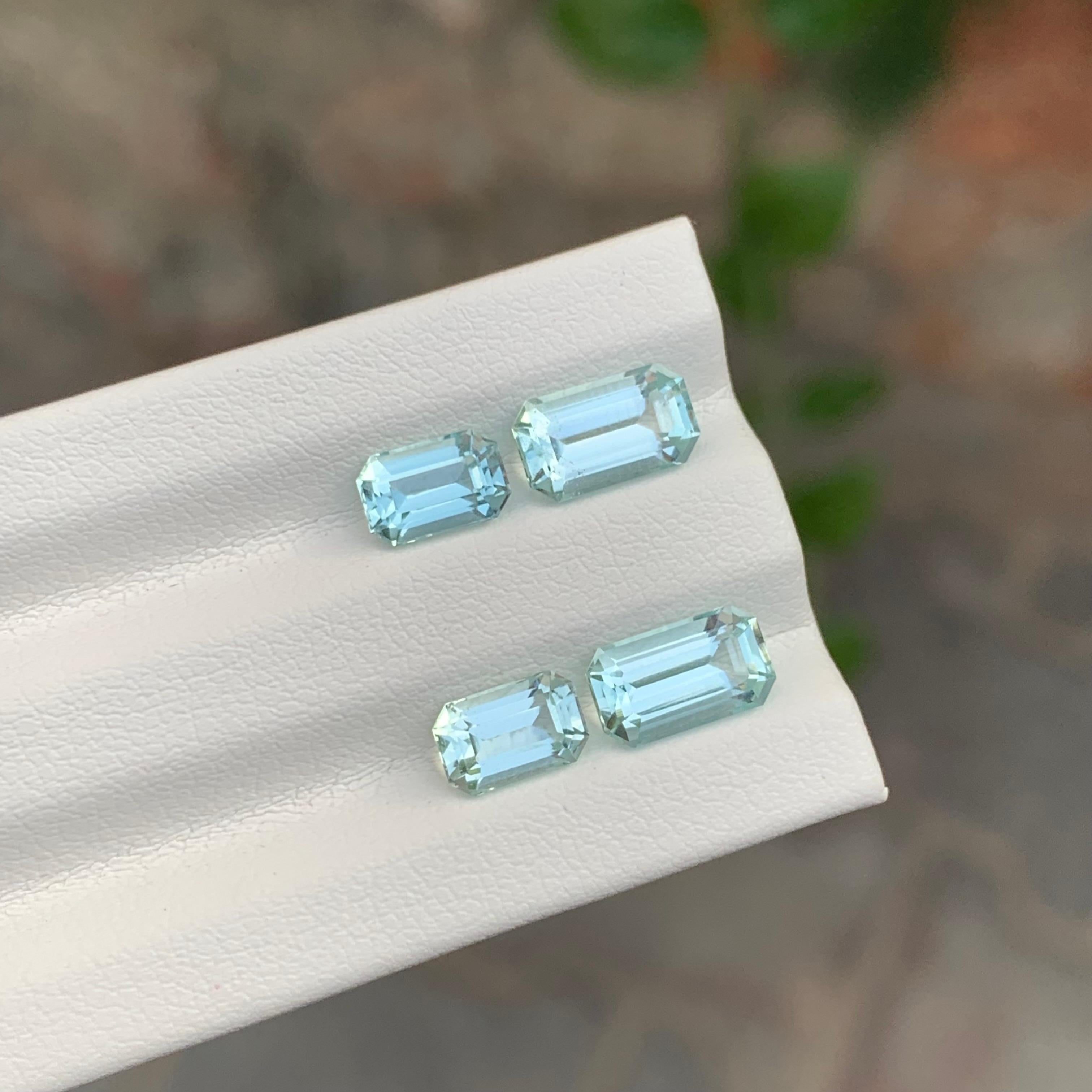 4.10 Carat 2 Set Of Pairs Natural Loose Aquamarine For Sale 3