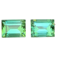 4.10 Carat Natural Loose Mint Green Tourmaline Pair Baguette Cut Afghan Gemstone