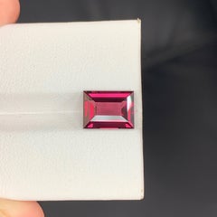 4.10 Carat Natural Loose Pinkish Red Garnet Baguette Cut Tanzanian Gemstone