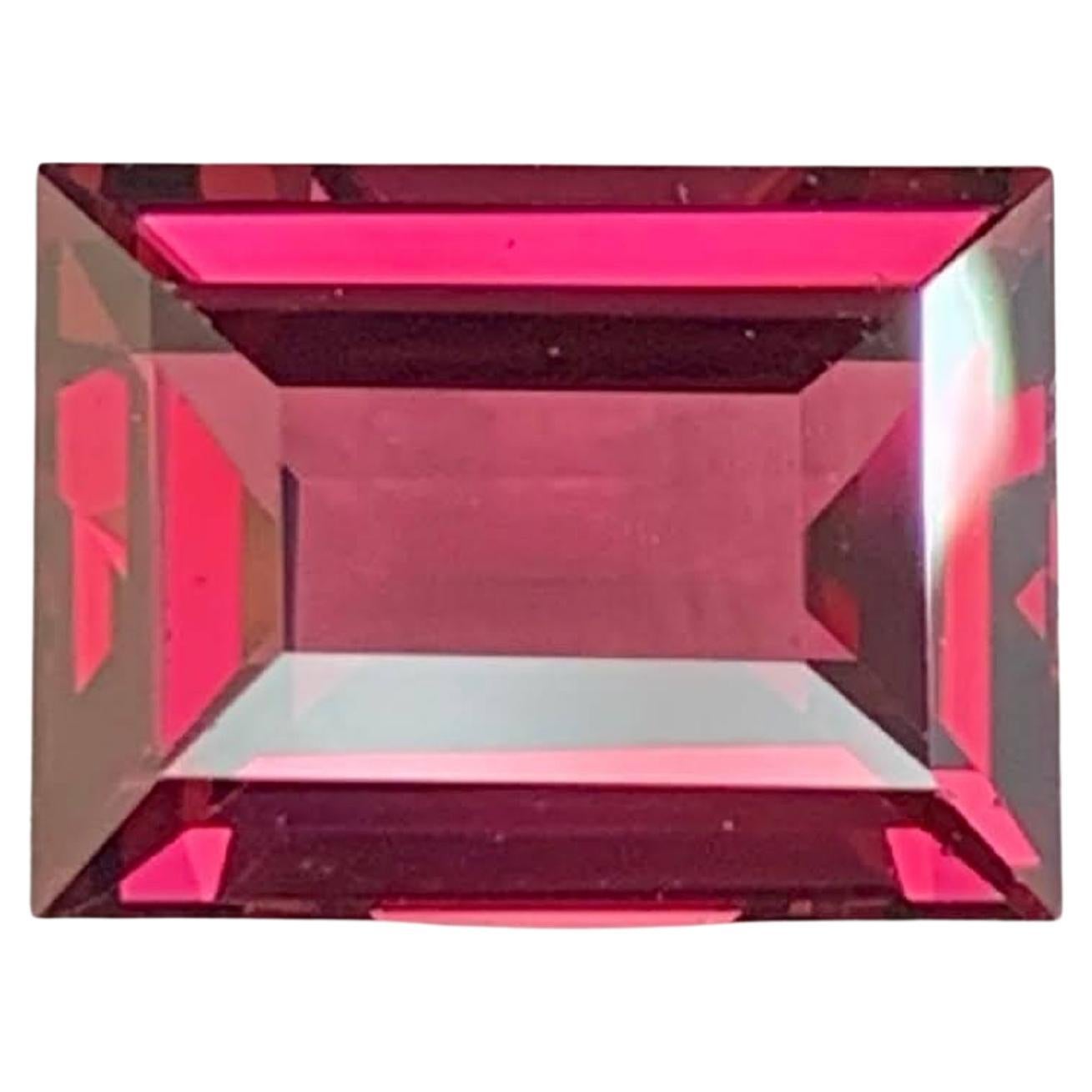 4.10 Carat Natural Loose Pinkish Red Garnet Baguette Cut Tanzanian Gemstone