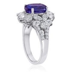 4.10 Carat Oval Tanzanite Diamond Gold Ring