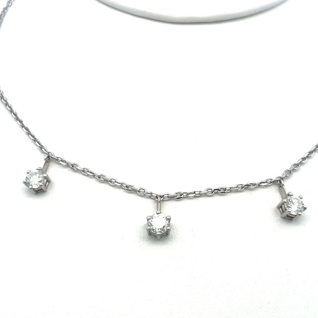 Donna Collana con diamanti tondi e brillanti da 4,10 carati in oro bianco 14K (I SI1) in vendita