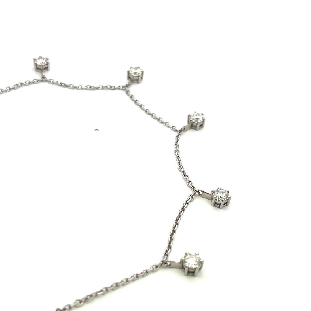 Collana con diamanti tondi e brillanti da 4,10 carati in oro bianco 14K (I SI1) in vendita 1
