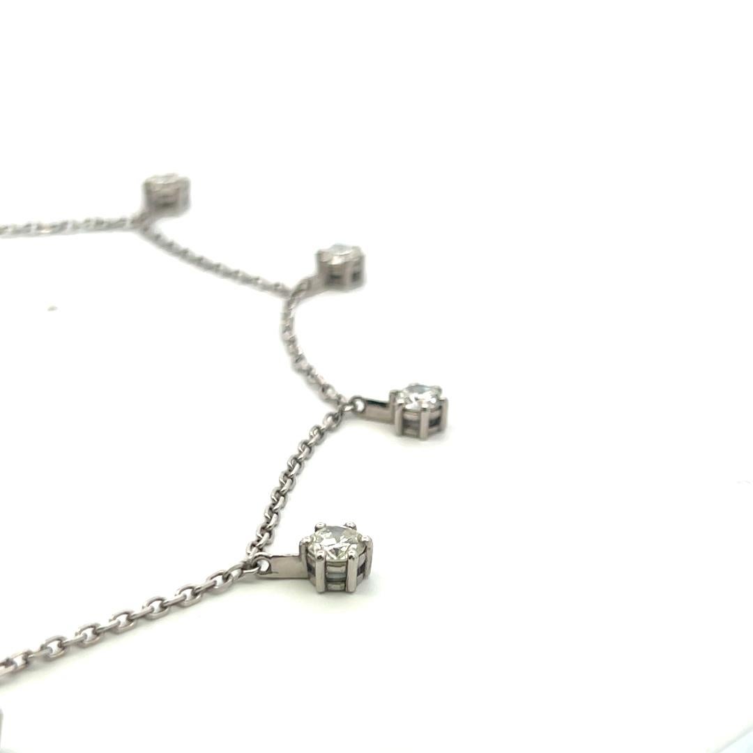 Collana con diamanti tondi e brillanti da 4,10 carati in oro bianco 14K (I SI1) in vendita 2