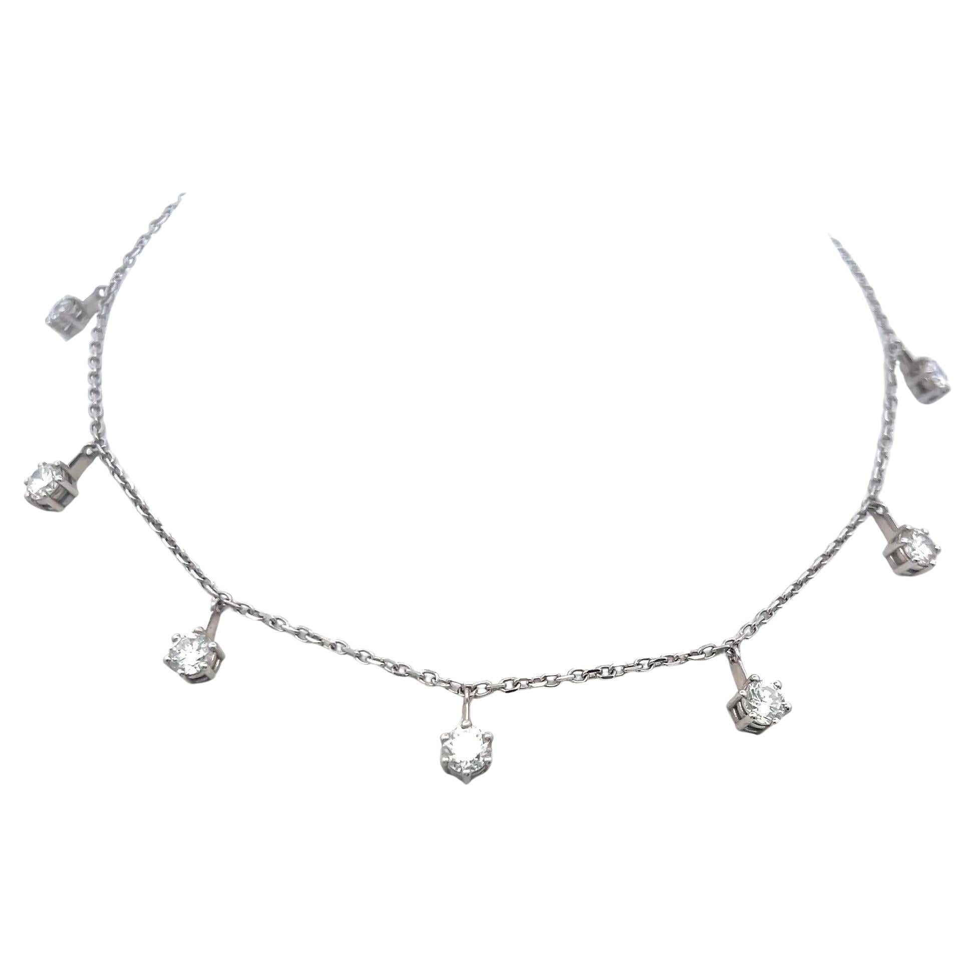 Collana con diamanti tondi e brillanti da 4,10 carati in oro bianco 14K (I SI1)