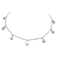 Collana con diamanti tondi e brillanti da 4,10 carati in oro bianco 14K (I SI1)