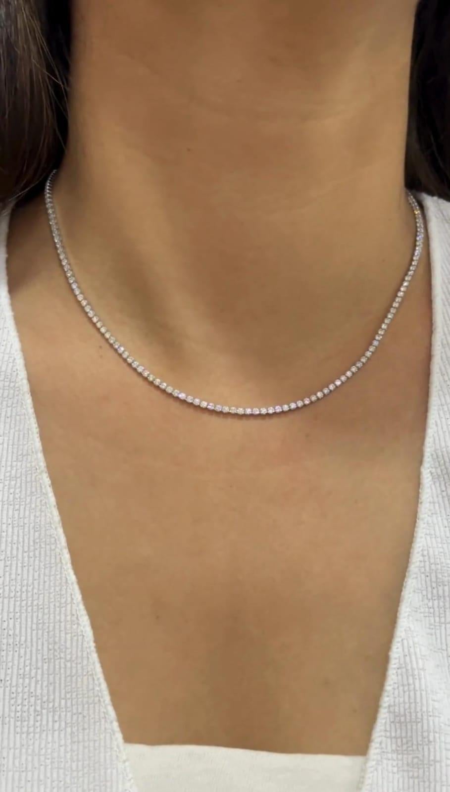 Round Cut 4.10 Carat Round Diamond Long Necklace in 18k Solid White Gold, Gift for Her For Sale