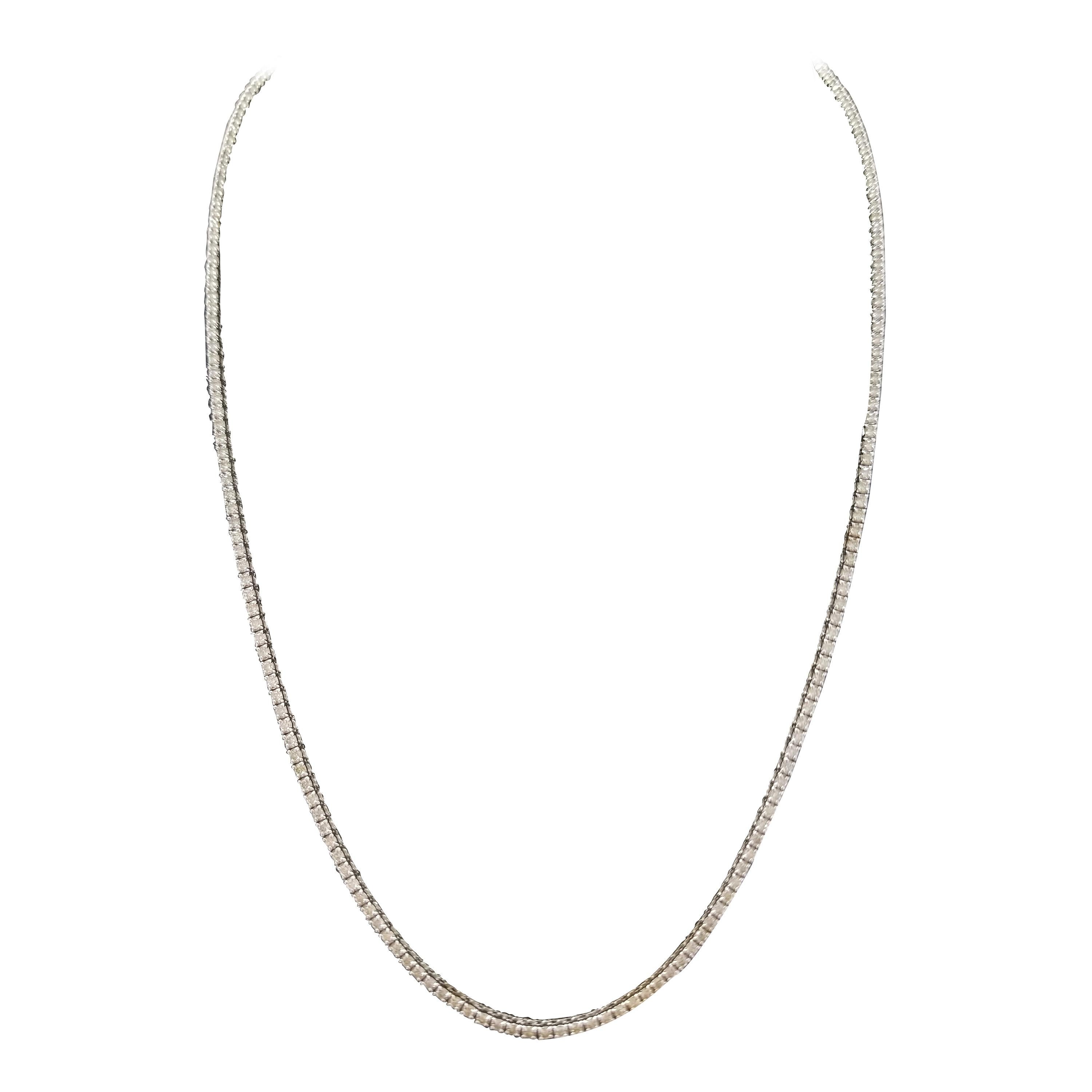 4.10 Carat Round Diamond White Gold Tennis Necklace