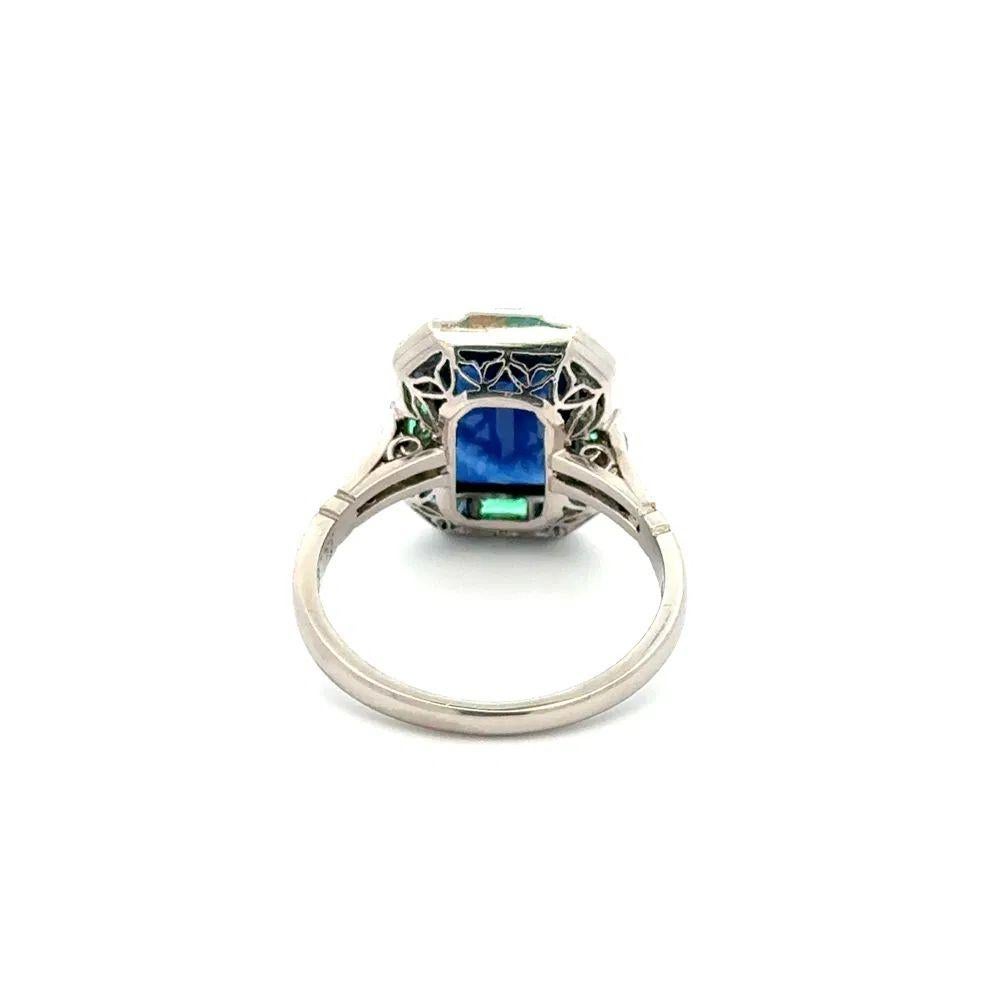 Anello in platino con zaffiro e diamante da 4,10 carati Estate Jewelry In condizioni ottime in vendita a Montreal, QC