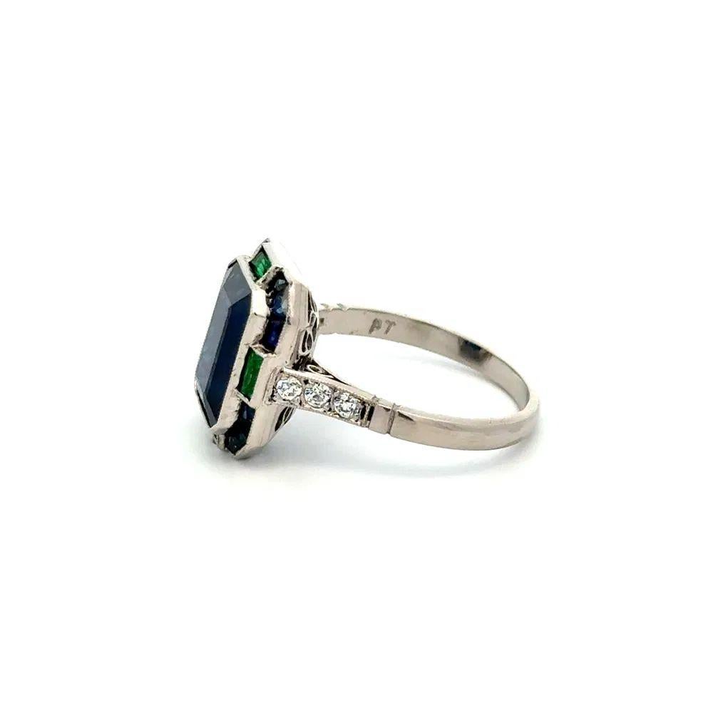 Donna Anello in platino con zaffiro e diamante da 4,10 carati Estate Jewelry in vendita