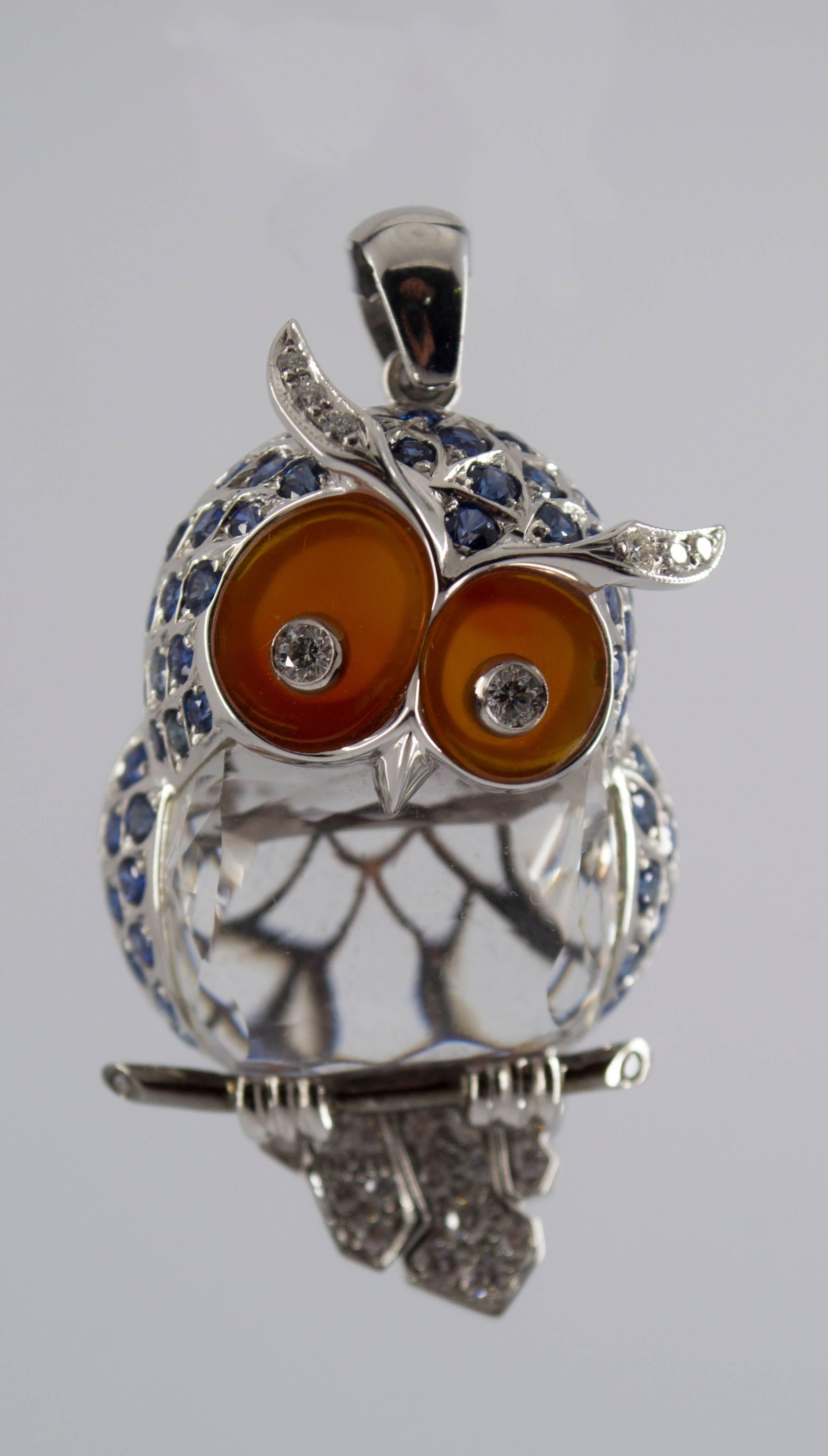 This is one of favorite pieces of Luigi Ferrara: his Owl Pendant.
As you can see from our Brand Page this is the Logo of our Company.
Luigi designed it about 1970 and from the first one he made a lot of similar pieces but each with its own color