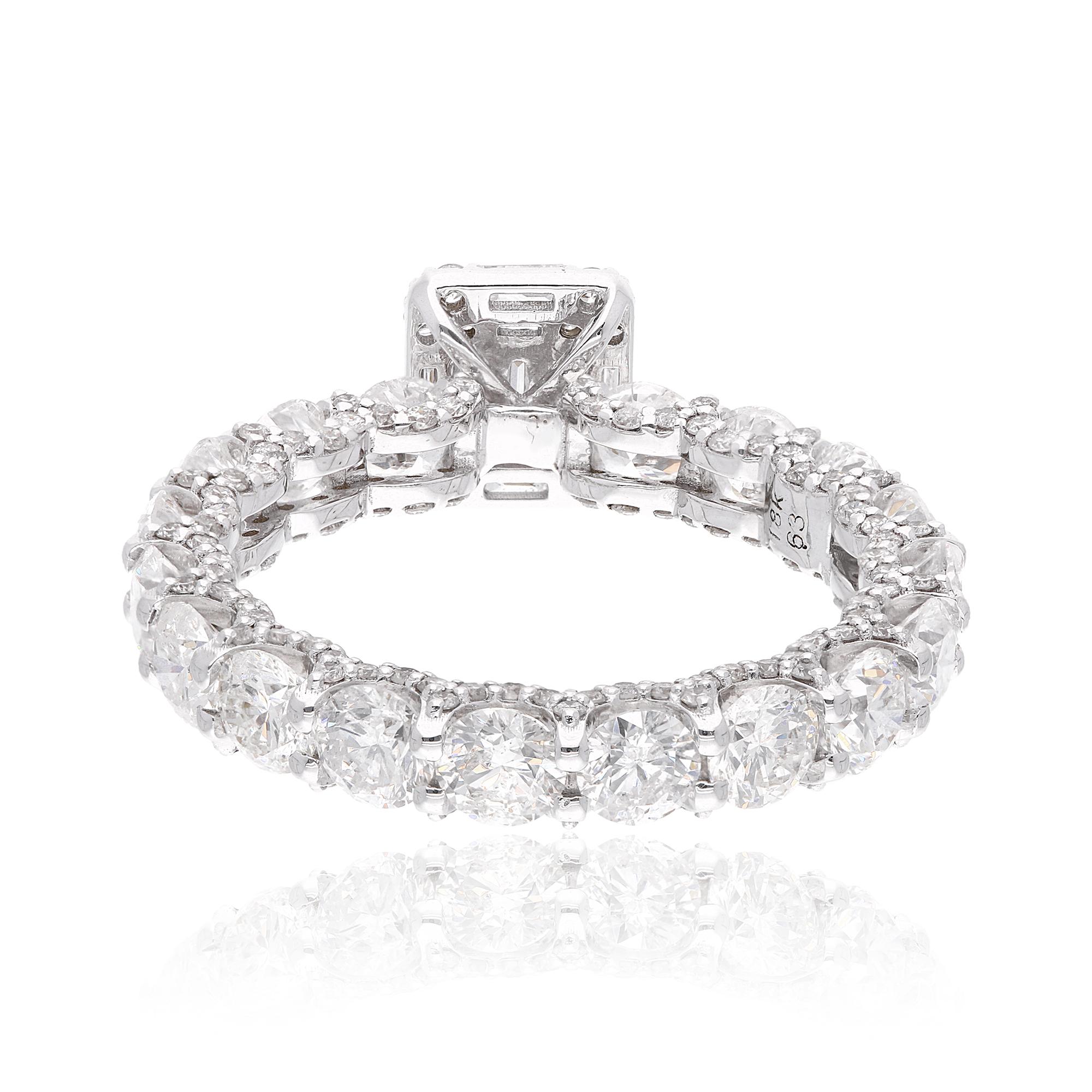 For Sale:  4.10 Carat SI/HI Round Baguette Diamond Band Ring 18 Karat White Gold Jewelry 5
