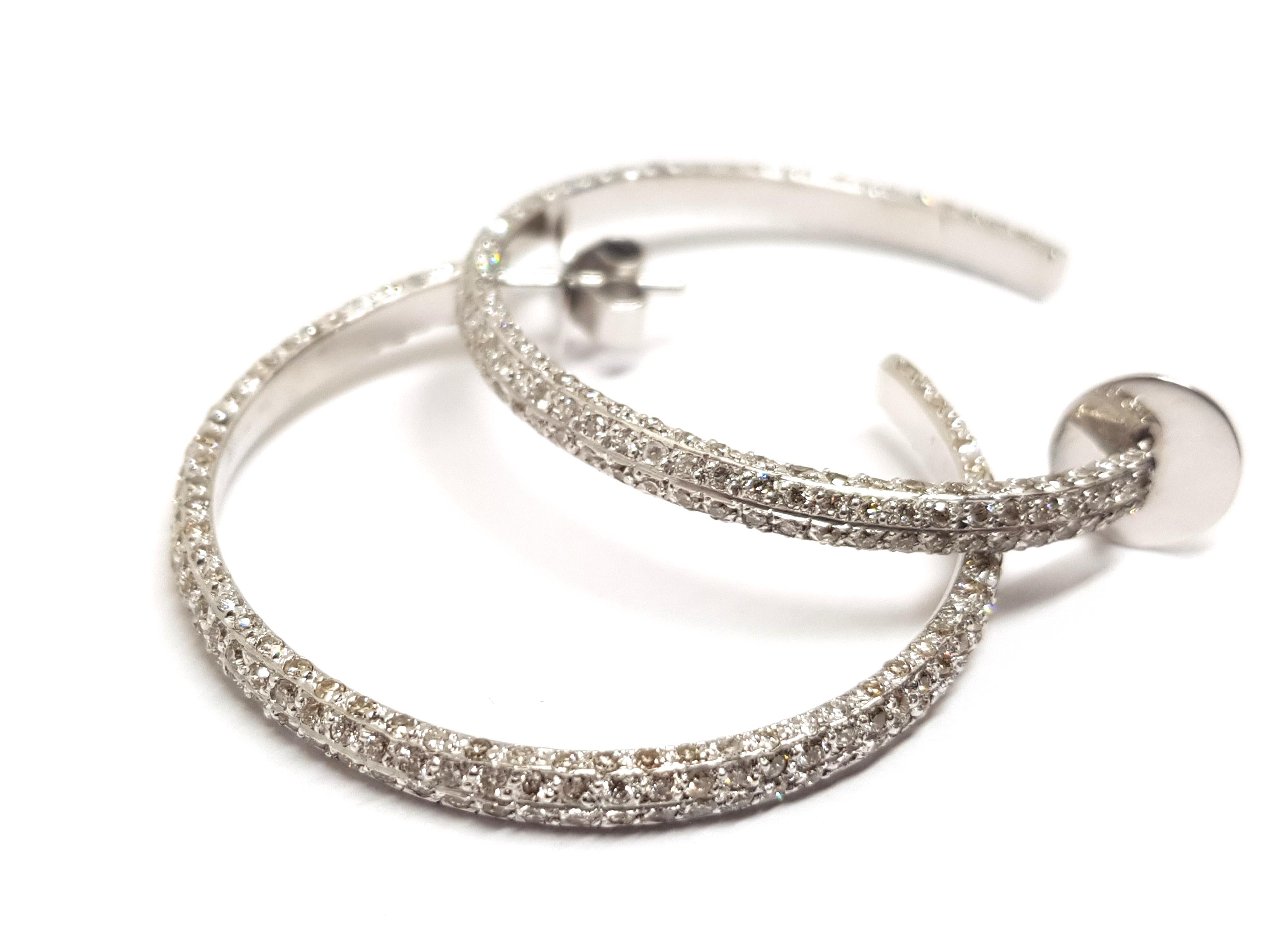 4.10 Carat White Gold Diamond Hoops For Sale 4