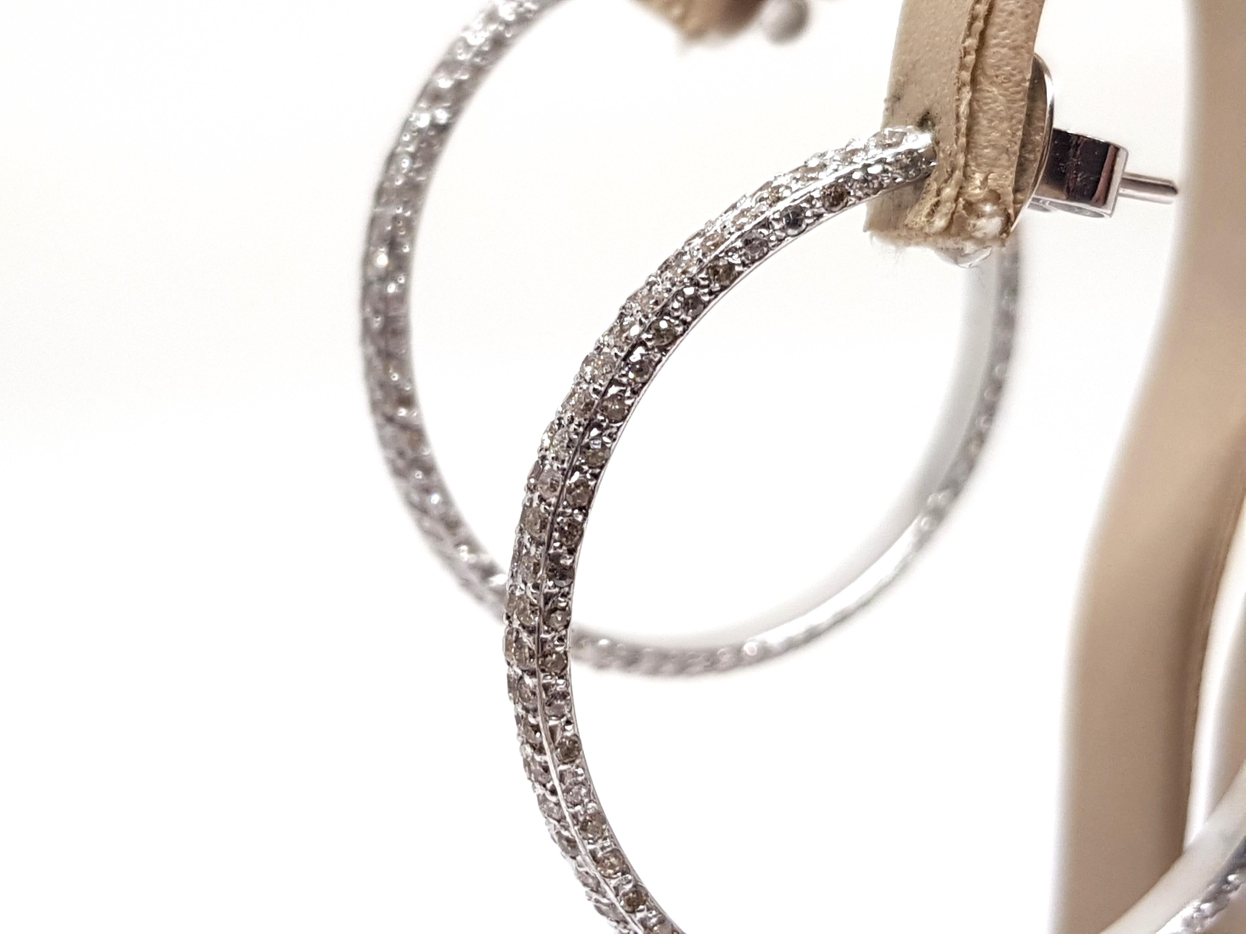 4.10 Carat White Gold Diamond Hoops For Sale 1