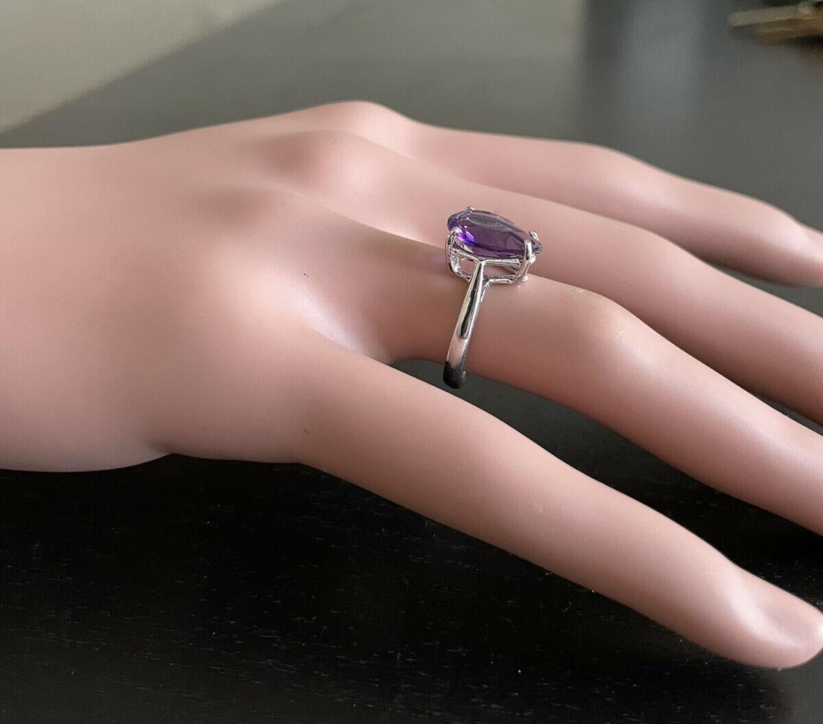 4.10 Carats Natural Amethyst 14k Solid White Gold Ring For Sale 3