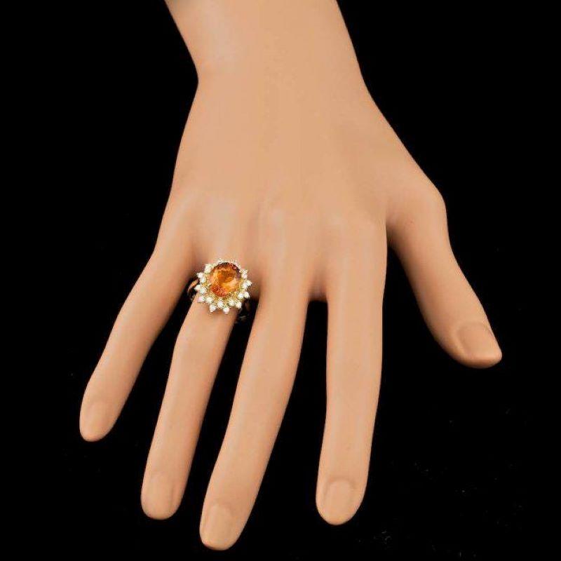 Bague en or jaune massif 14 carats, citrine naturelle de 4,10 carats et diamants Neuf - En vente à Los Angeles, CA