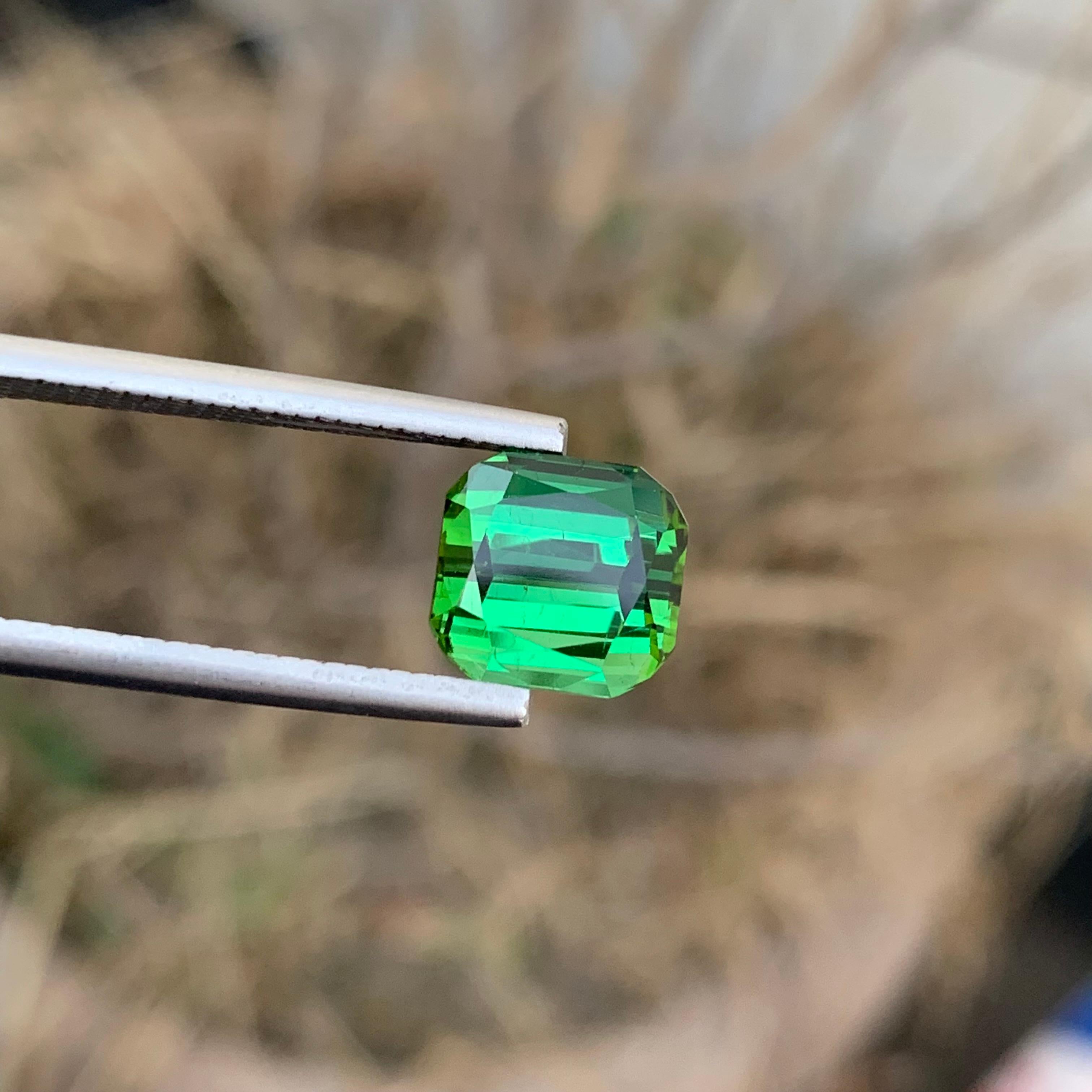 4.10 Carats Natural Loose Bright Green Tourmaline Ring Jewelry Gemstone  For Sale 2