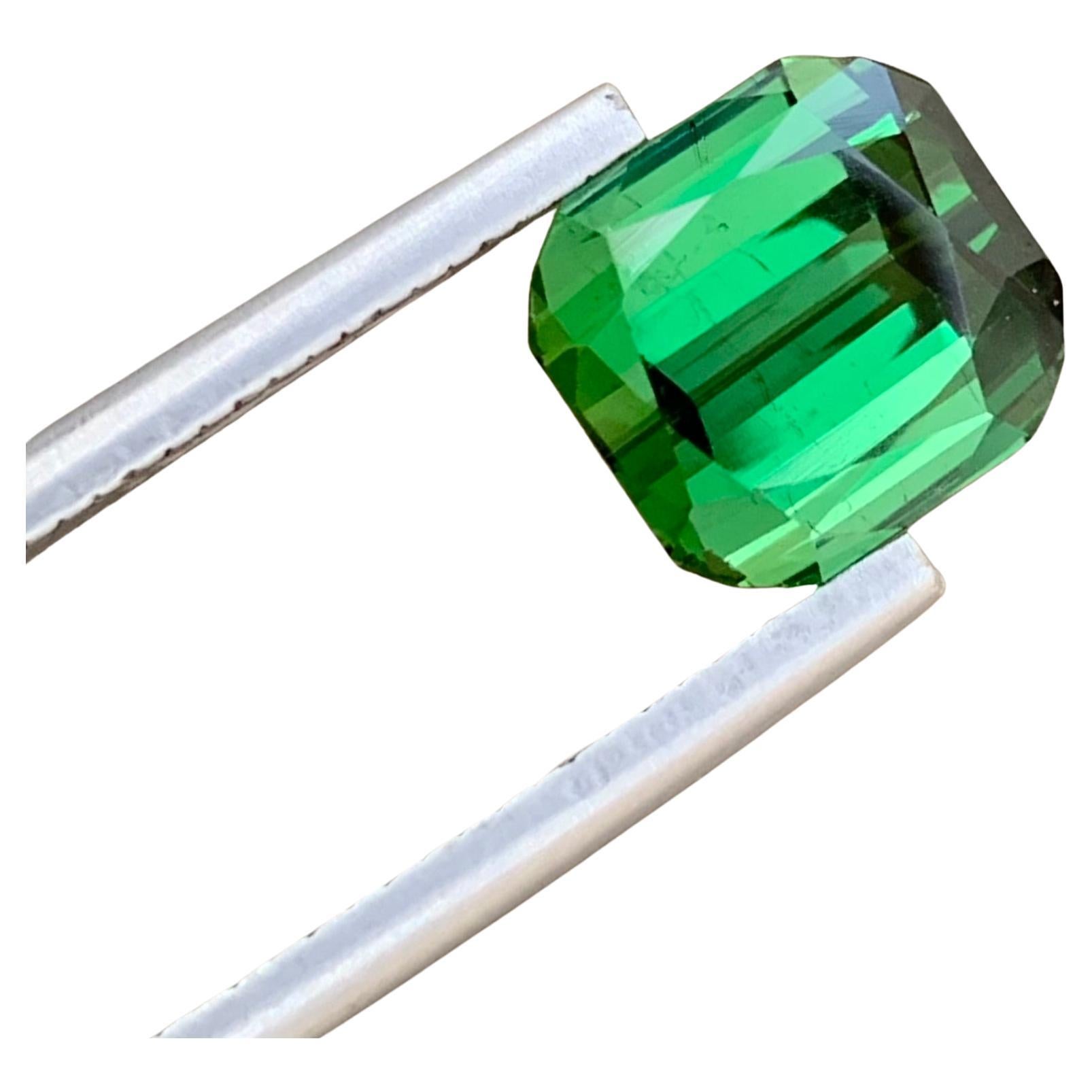 4.10 Carats Natural Loose Bague Tourmaline Verte Brillante Bijoux Gemstone  en vente