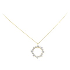 4.10 Carats Total Fancy Shape Diamond Circle Pendant in Yellow Gold
