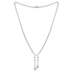 4,10 Karat SI Reinheit HI Farbe Marquise Diamant Lariat Halskette 18 Karat Weißgold