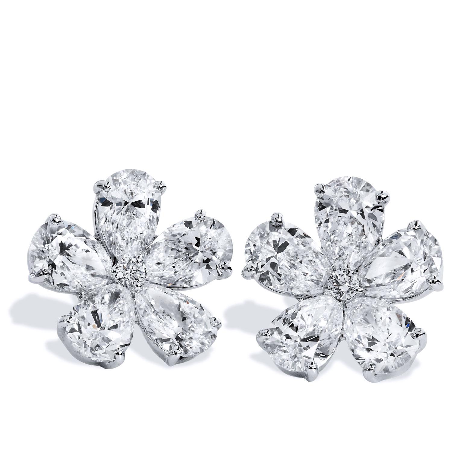 4,10 Blumenförmige birnenförmige und runde Diamant-Ohrstecker (Marquiseschliff)