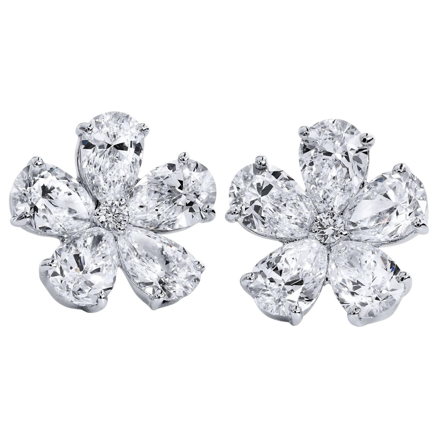 4,10 Blumenförmige birnenförmige und runde Diamant-Ohrstecker
