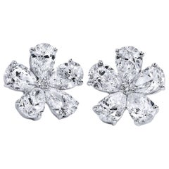 4.10 Flower-Shaped Pear and Round Diamond Stud Earrings