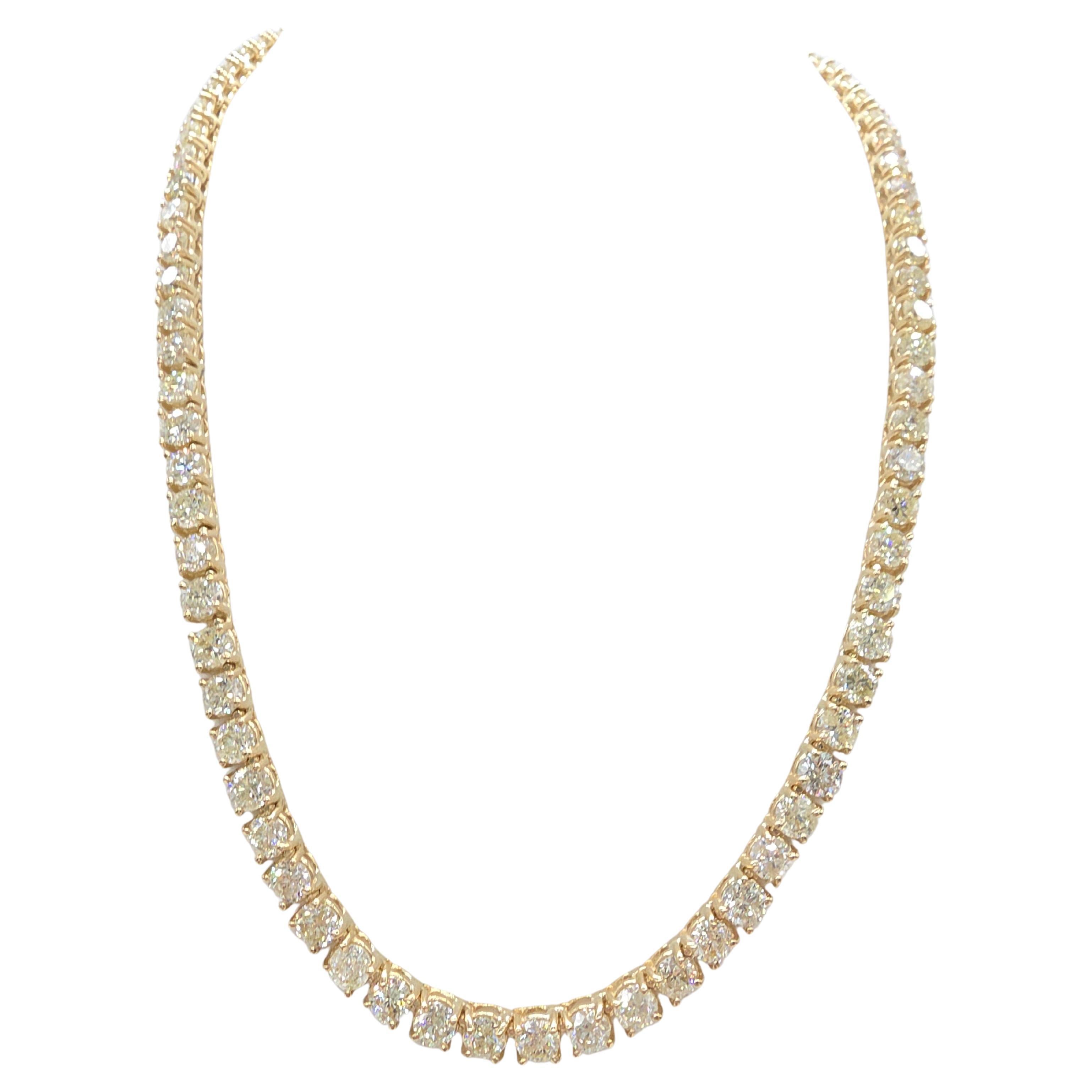 41.05 Carat Natural Diamond Tennis Necklace in 14K Yellow Gold 18" (collier de tennis en or jaune 14K)