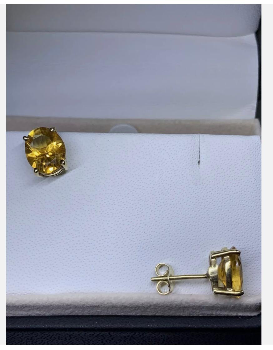 4.10ct Citrine Chunky Solitaire Studs Earrings In 9ct Yellow Gold For Sale 1