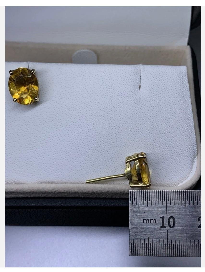 4.10ct Citrine Chunky Solitaire Studs Earrings In 9ct Yellow Gold For Sale 2