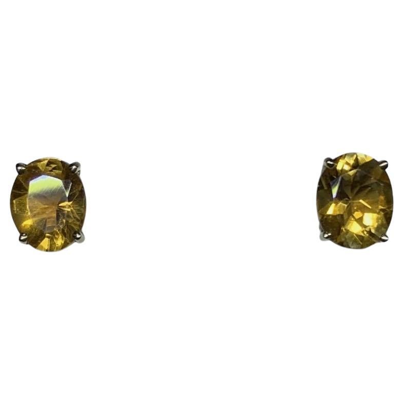 4.10ct Citrine Chunky Solitaire Studs Earrings In 9ct Yellow Gold For Sale