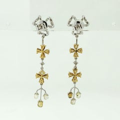 4.10Ct Fancy Color Diamond Drop Earring in 18K White Gold