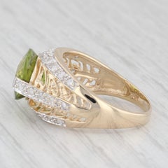 4,10ctw Peridot Diamant 14K Gelb Weißgold Cocktail Ring