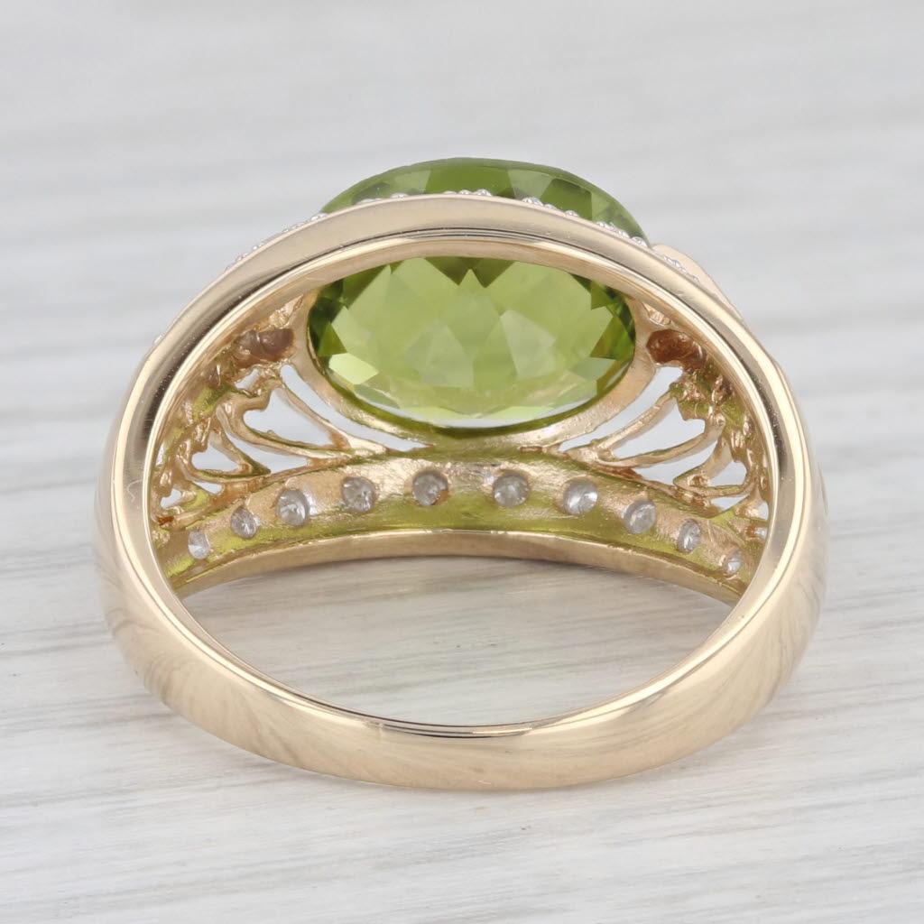 4,10ctw Peridot Diamant 14K Gelb Weißgold Cocktail Ring (Rundschliff) im Angebot
